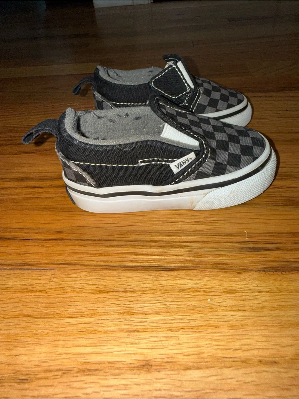 Vans Toddler Checkerboard Slip-On Sneakers - Black/Grey